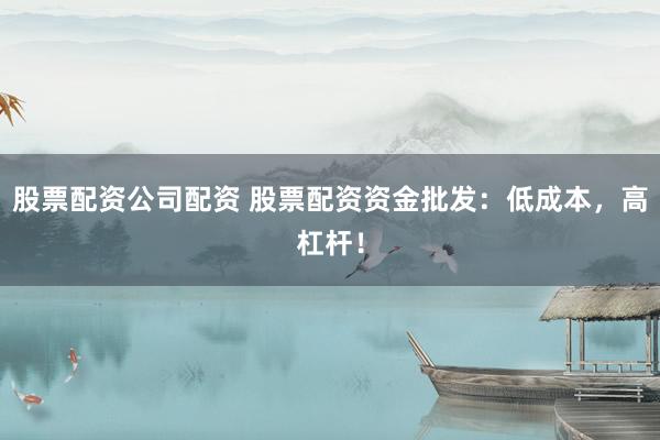 股票配资公司配资 股票配资资金批发：低成本，高杠杆！
