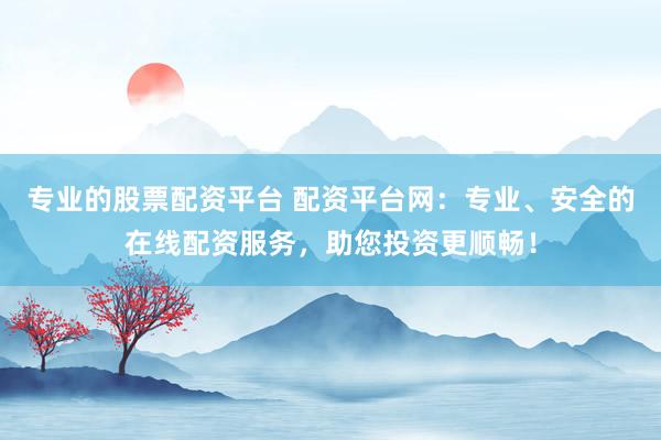 专业的股票配资平台 配资平台网：专业、安全的在线配资服务，助您投资更顺畅！