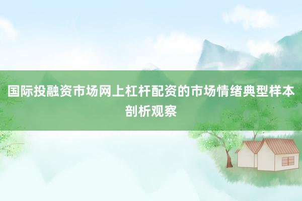 国际投融资市场网上杠杆配资的市场情绪典型样本剖析观察