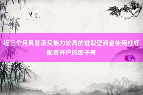 近三个月风险承受能力较高的进取型资金使用杠杆配资开户的因子有