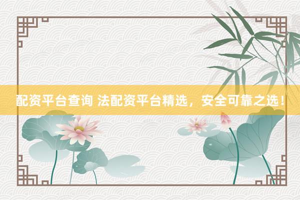 配资平台查询 法配资平台精选，安全可靠之选！