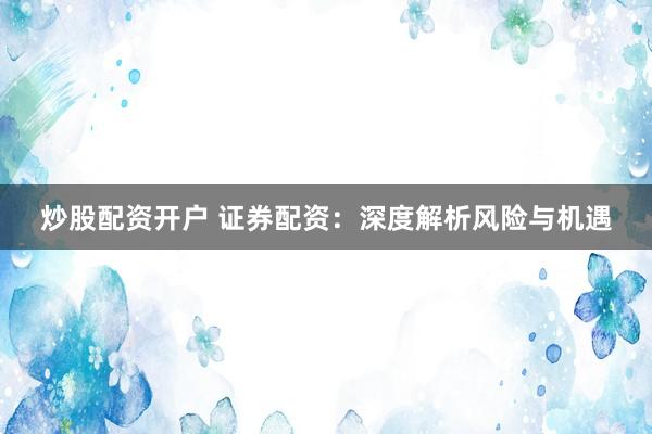 炒股配资开户 证券配资：深度解析风险与机遇