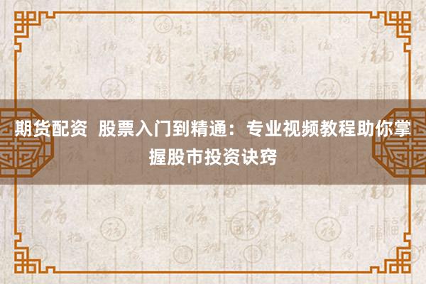 期货配资  股票入门到精通：专业视频教程助你掌握股市投资诀窍