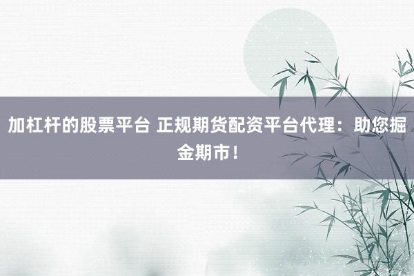 加杠杆的股票平台 正规期货配资平台代理：助您掘金期市！