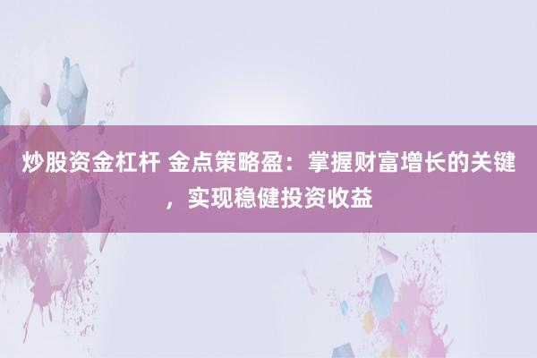 炒股资金杠杆 金点策略盈：掌握财富增长的关键，实现稳健投资收益